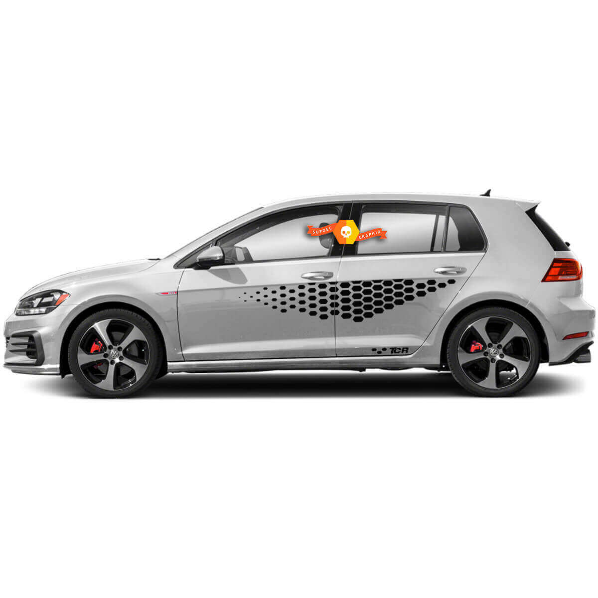 TCR Waben Seiten Tür Vinyl Aufkleber Set für Volkswagen Golf