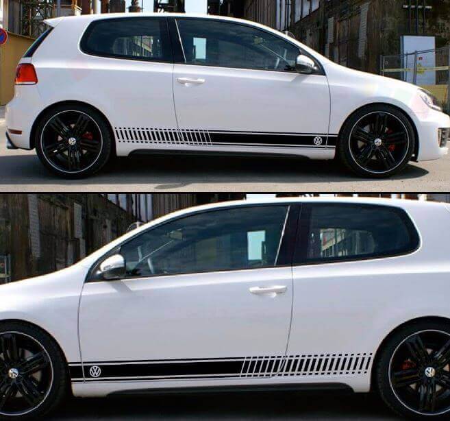 Schachbrettseitenstreifen Vinyl-Aufkleber-Kit für Volkswagen VW Golf GTI MK1-MK7