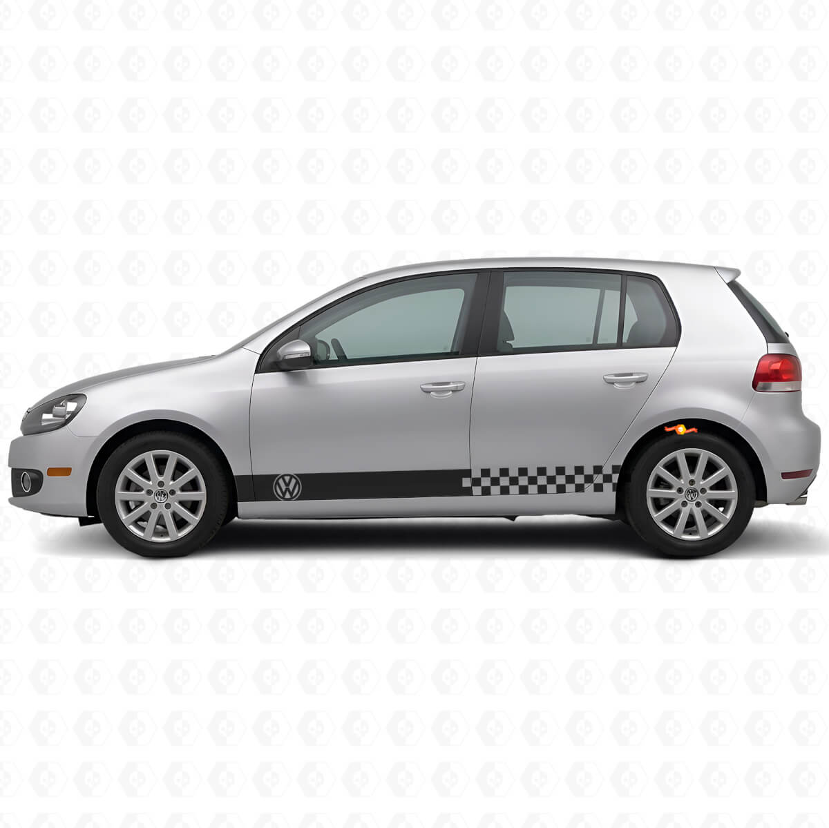 Kariertes Seitenstreifen Vinyl-Aufkleber-Kit für Volkswagen Golf Mk4-Mk7 GTI R32