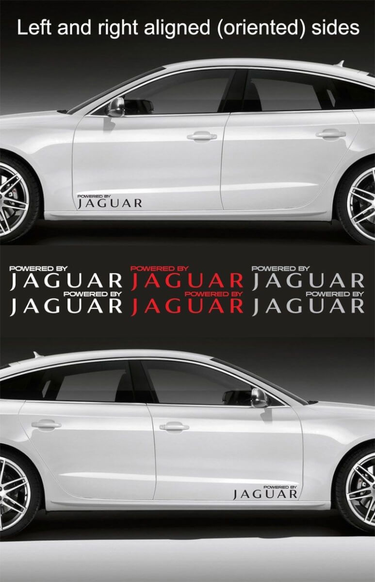 2 Stück Powered by JAGUAR 15 Zoll breiter Vinyl-Aufkleber Emblem Logo Grafik

