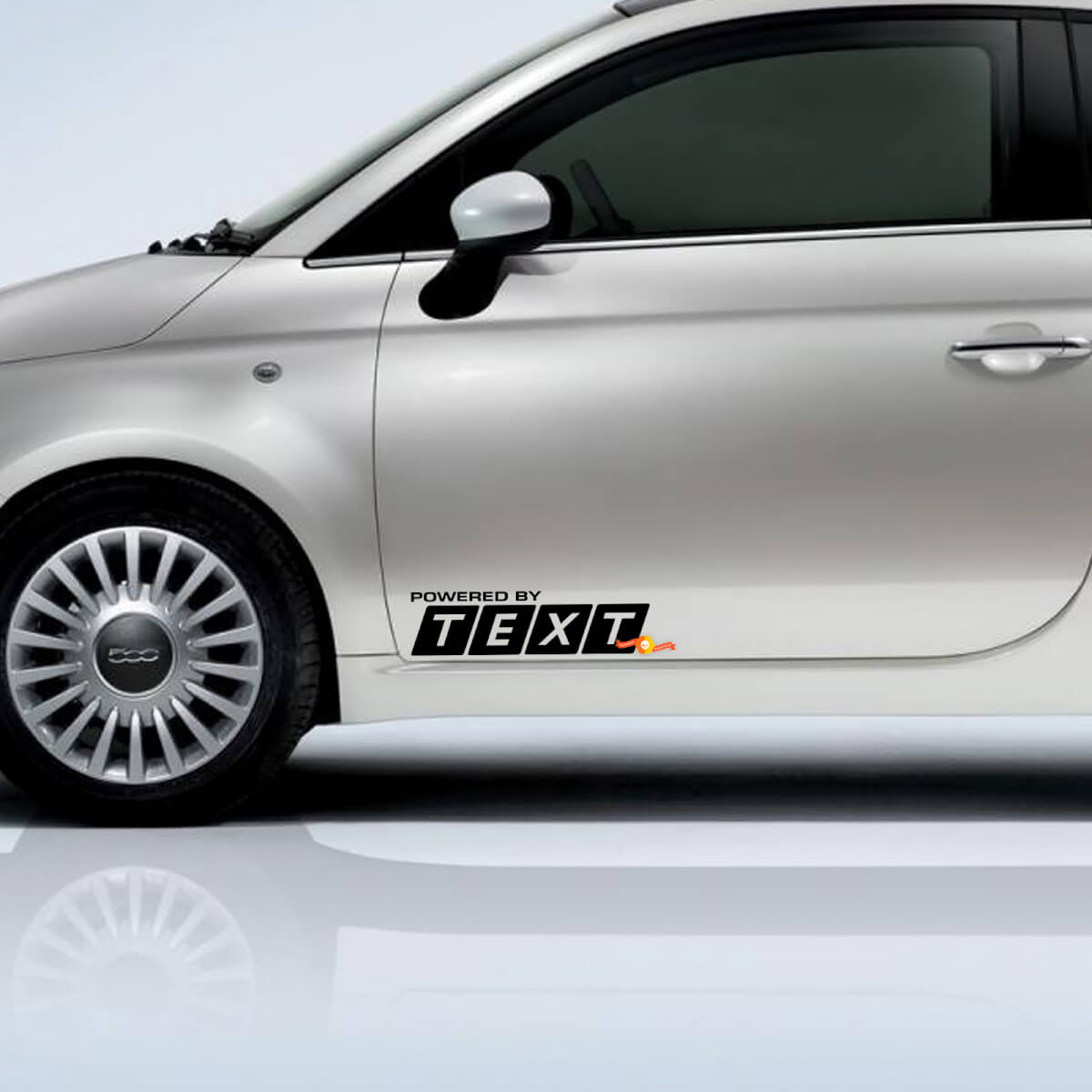 Angetrieben von Custom text Vinyl Aufkleber Emblem Logo Grafik für Fiat 500 Abarth