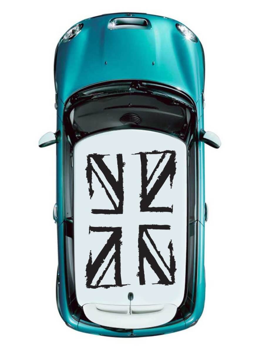 Grunge-Stil Britisches Flaggen-Dach Vinyl-Aufkleber-Set für MINI Cooper