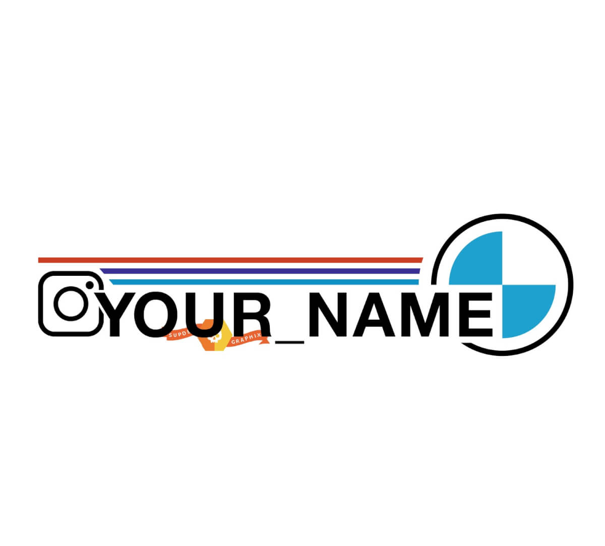 Benutzerdefinierter Name Instagram BMW Style Benutzername Set Aufkleber Aufkleber
