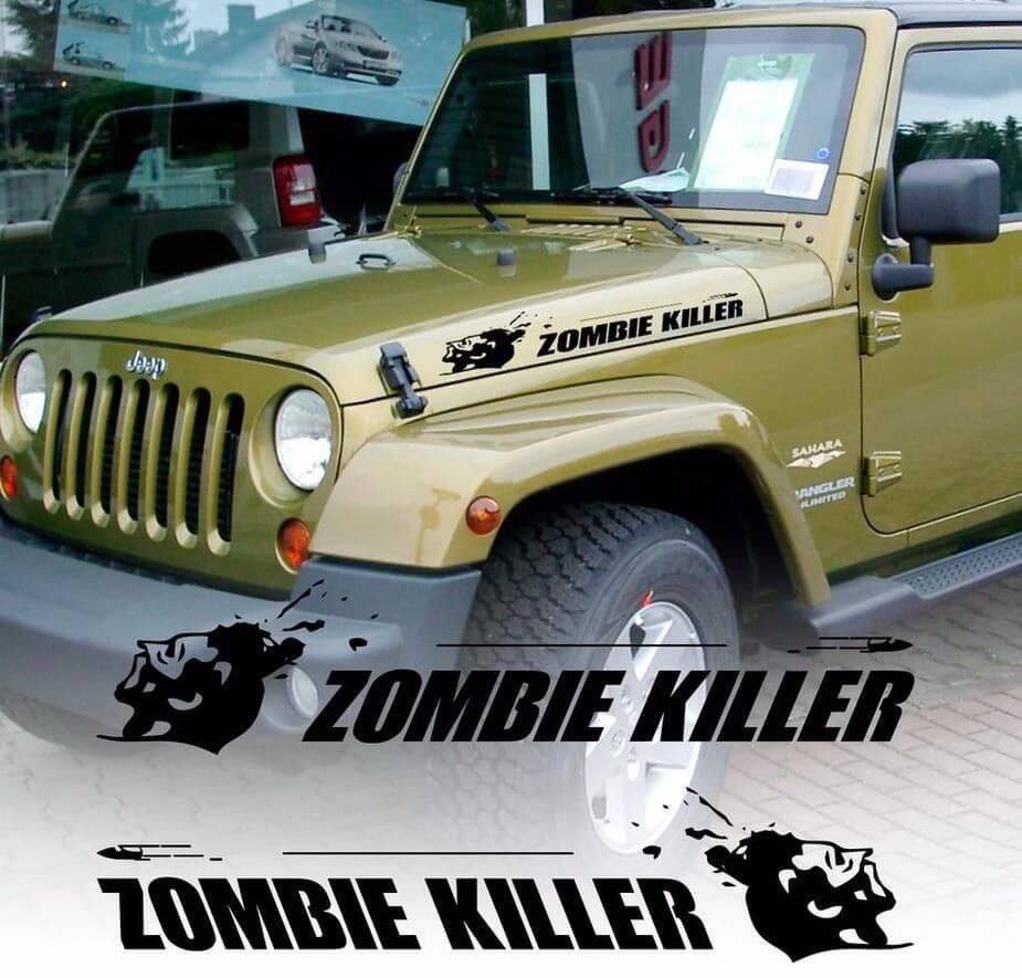 ZOMBIE KILLER Flying Bullet Motorhaube Vinyl-Aufkleber (passt zu Wrangler Rubicon)