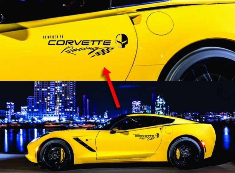 Corvette Racing Style Türlogo Vinyl-Aufkleber Paar für Chevrolet Corvette
