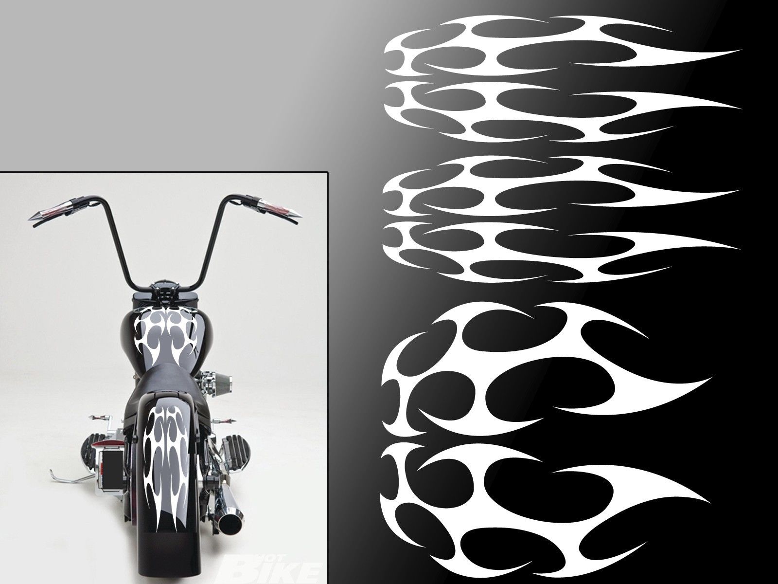 Universal Motorrad Flame Set Gas Tank & Fender Aufkleber Harley