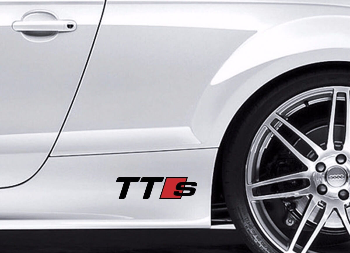 2X AUDI TTS Vinyl-Karosserieaufkleber, Sport-Racing-Emblem, Logo, Premium-Qualität
