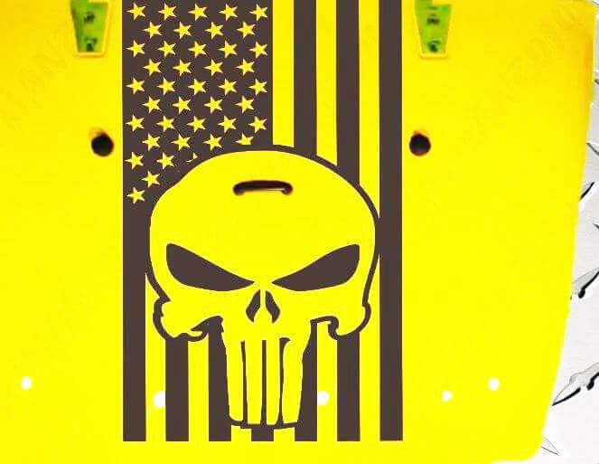 American Flag Punisher Schädel Motorhauben Vinyl-Aufkleber für Jeep Wrangler