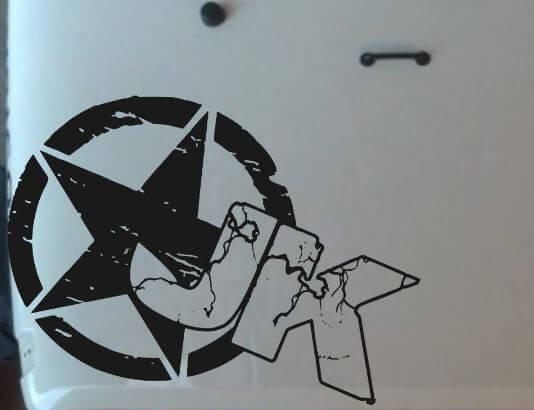 Abgenutzter Stern Motorhauben-Banner Vinyl-Aufkleber für Jeep Wrangler JK