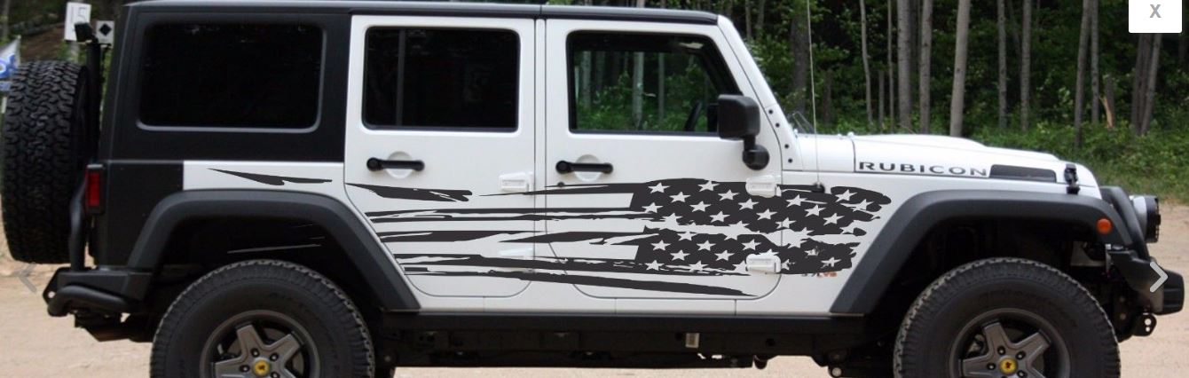 Distressed American Flag, Rip, Tear, Body Decal Set Universal passend für Jeep JK XJ