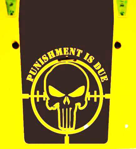 Punishment Is Due Totenkopf Vinyl Motorhaubenaufkleber für Jeep Wrangler