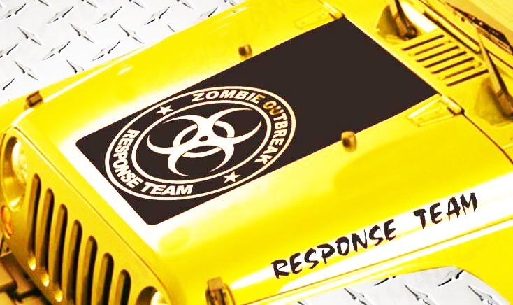 Zombie-Ausbruch-Reaktionsteam Kapuzenaufkleber-Set für Jeep Wrangler
