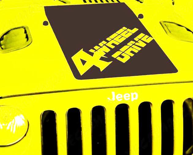 Blackout 4-Rad-Antrieb Motorhauben-Vinylaufkleber für Jeep Wrangler