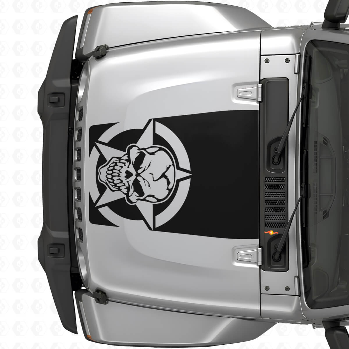 Militär Schädel Stern Haube Vinylaufkleber für Jeep Wrangler JK JKU TJ LJ