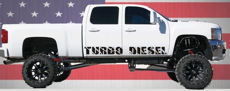 2 Turbo Diesel -Rocker -Panel Vinyl -Aufkleber Gmc Chevy Ford Superduty Diesel Trucks