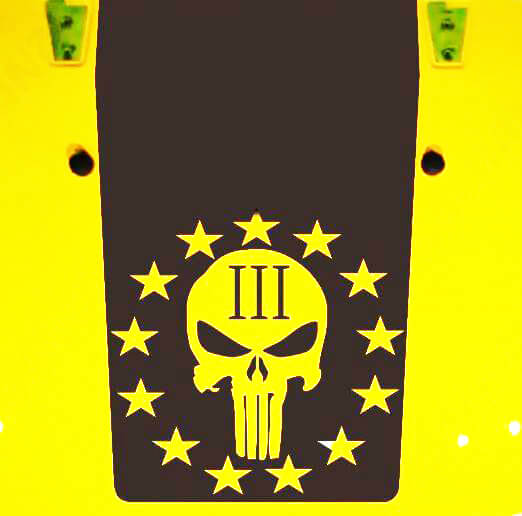 Punisher-Stil Totenkopf Sterne Blackout Motorhauben Vinylaufkleber für Jeep Wrangler JK JKU LJ TJ