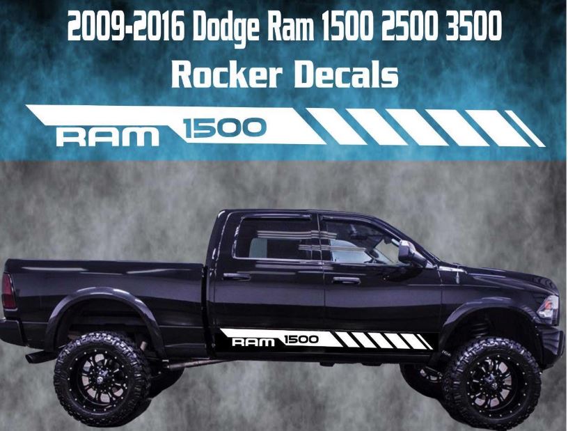 2009-2016 Dodge Ram Rocker Streifen Vinyl Aufkleber Grafik Racing 1500 Rebel Hemi