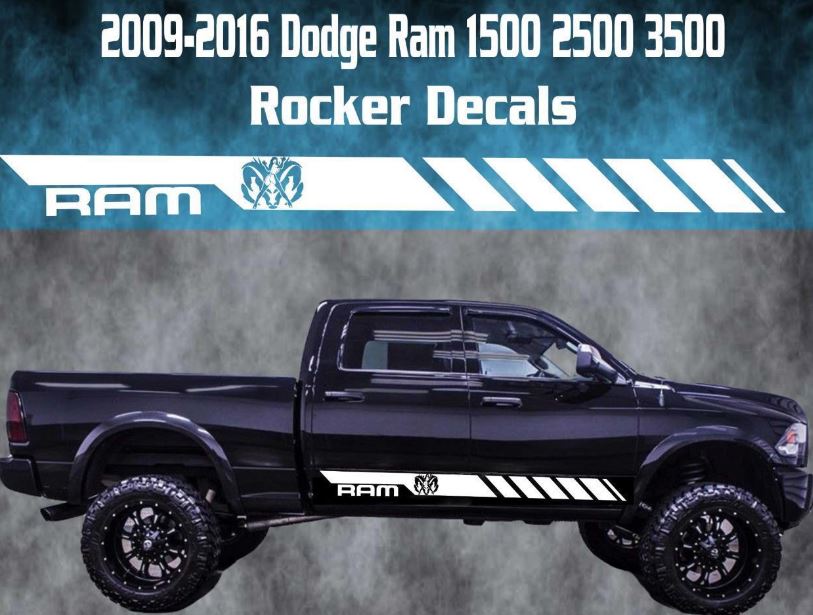 2009–2016 Dodge Ram Rocker Stripe Vinyl-Aufkleber Grafik Racing Rebel Girl