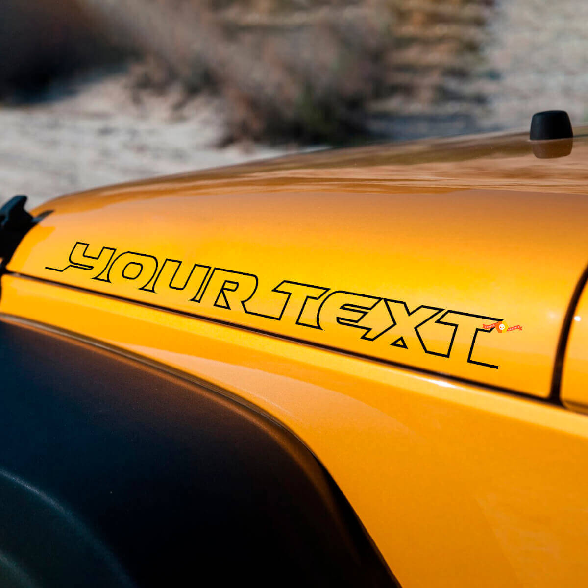 Kontur-Schriftzug Hauben-Seiten Vinyl-Aufkleber-Set für Jeep Wrangler Rubicon Sahara