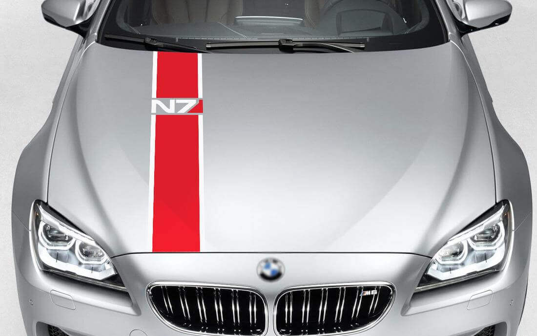 Mass Effect N7 Inspirierter Motorhauben-Streifen Vinyl-Aufkleber für Autos