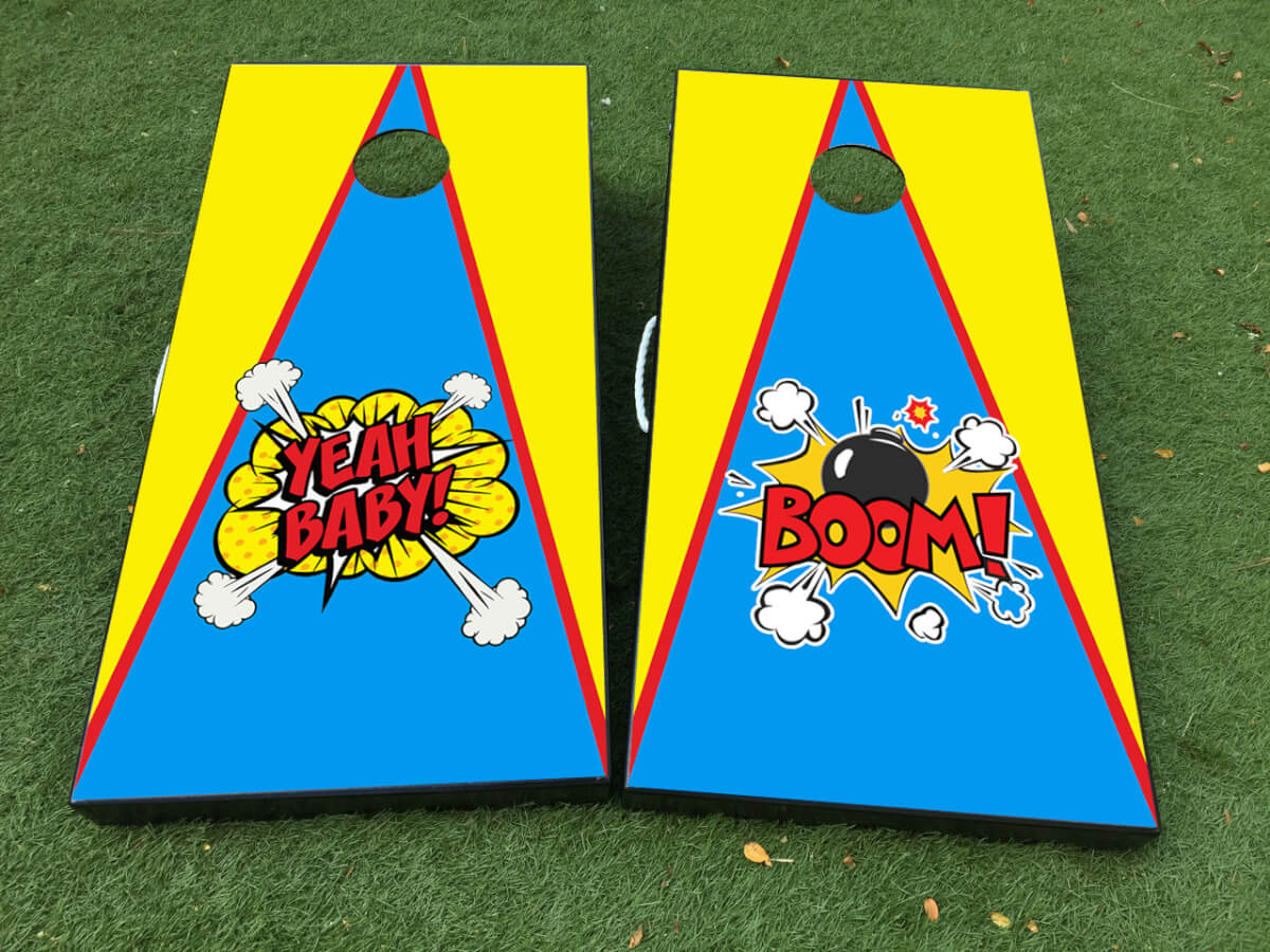 Pop Art Yeah Baby Boom Cornhole Board Vinyl Wrap Aufkleber Set