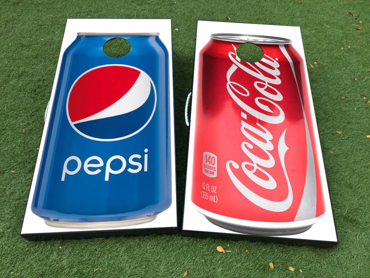 Coca-Cola Pepsi Soda-Dose Cornhole-Brett Vinyl-Aufkleber-Set