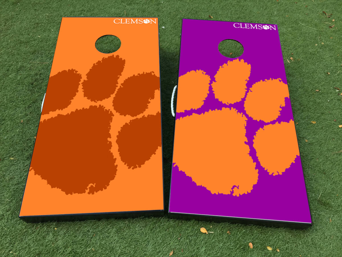 Clemson Tigers Pfoten Cornhole-Board Vinyl-Folienaufkleber Set