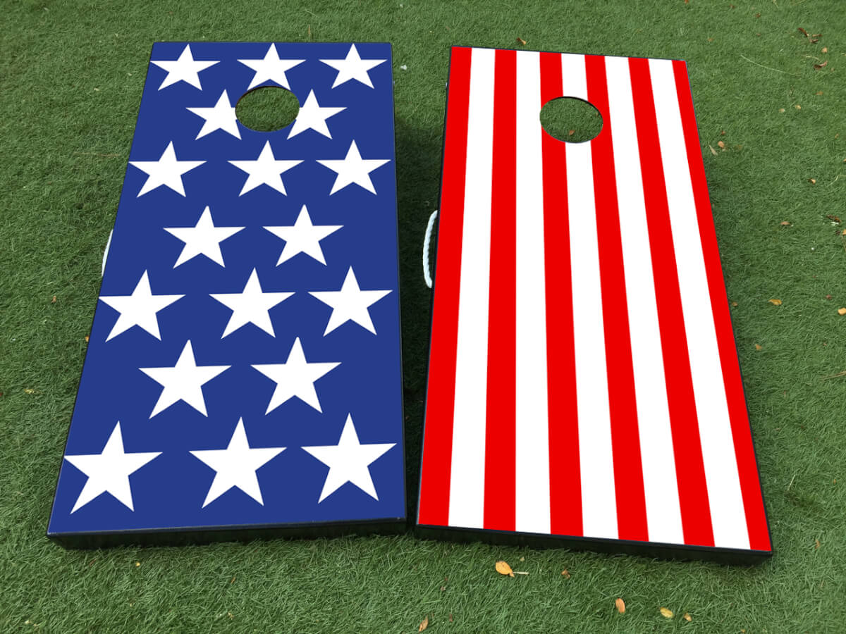 Amerikanische Flagge Cornhole-Brett Vinylaufkleber-Set