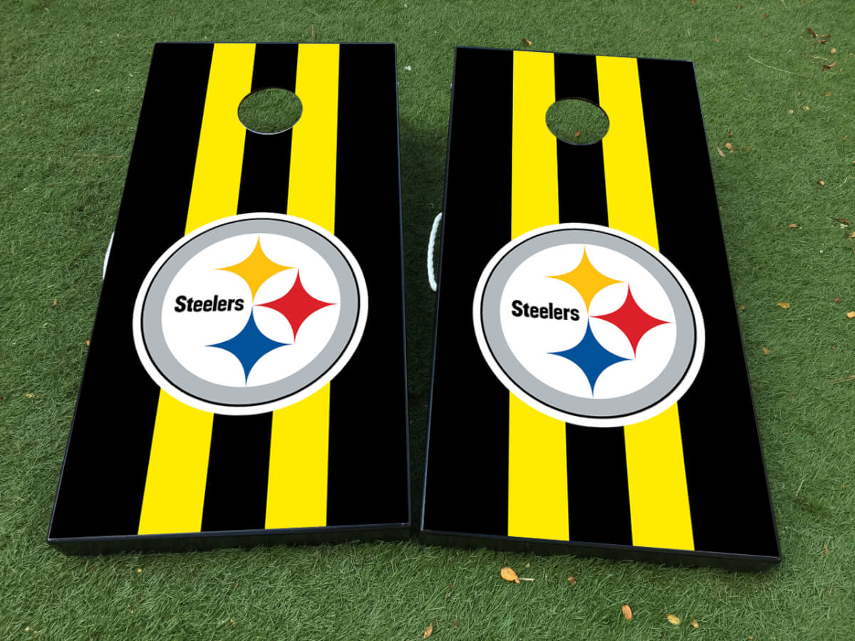 Pittsburgh Steelers Cornhole-Brett Vinyl-Aufkleber-Set mit matter Laminierung