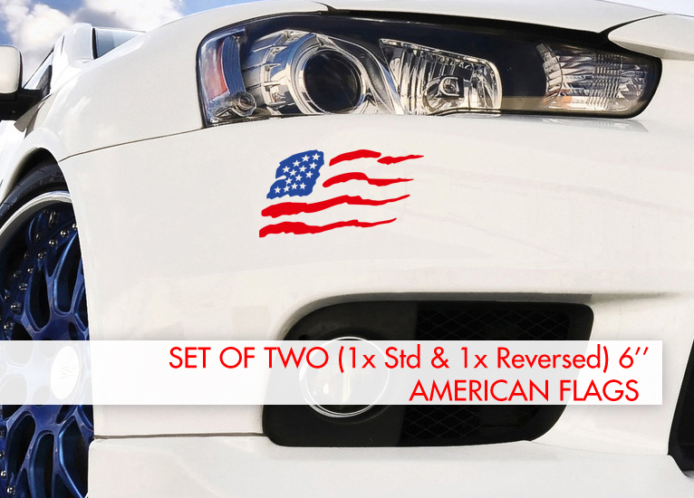 2x Std Reversed USA American Flag Stars Stripes Patriotischer Auto-LKW-Vinyl-Aufkleber