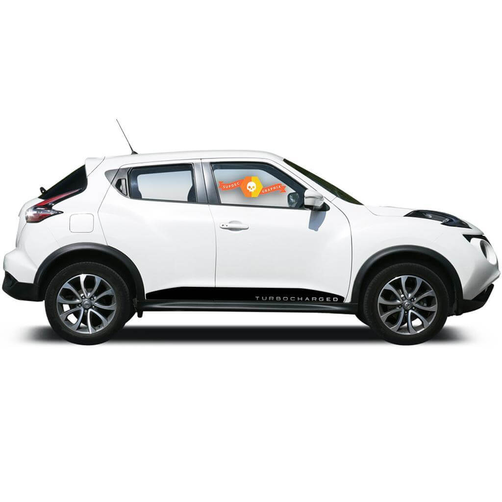 NISSAN JUKE Turbocharged MOTORSPORT Vinyl Aufkleber Aufkleber LATO STRISCIA decalcomania GRAFICO