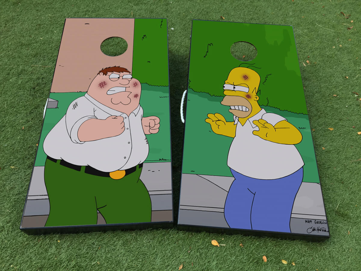 Homer Simpson & Family Guy Cornhole Board Vinylwrap-Aufkleberset