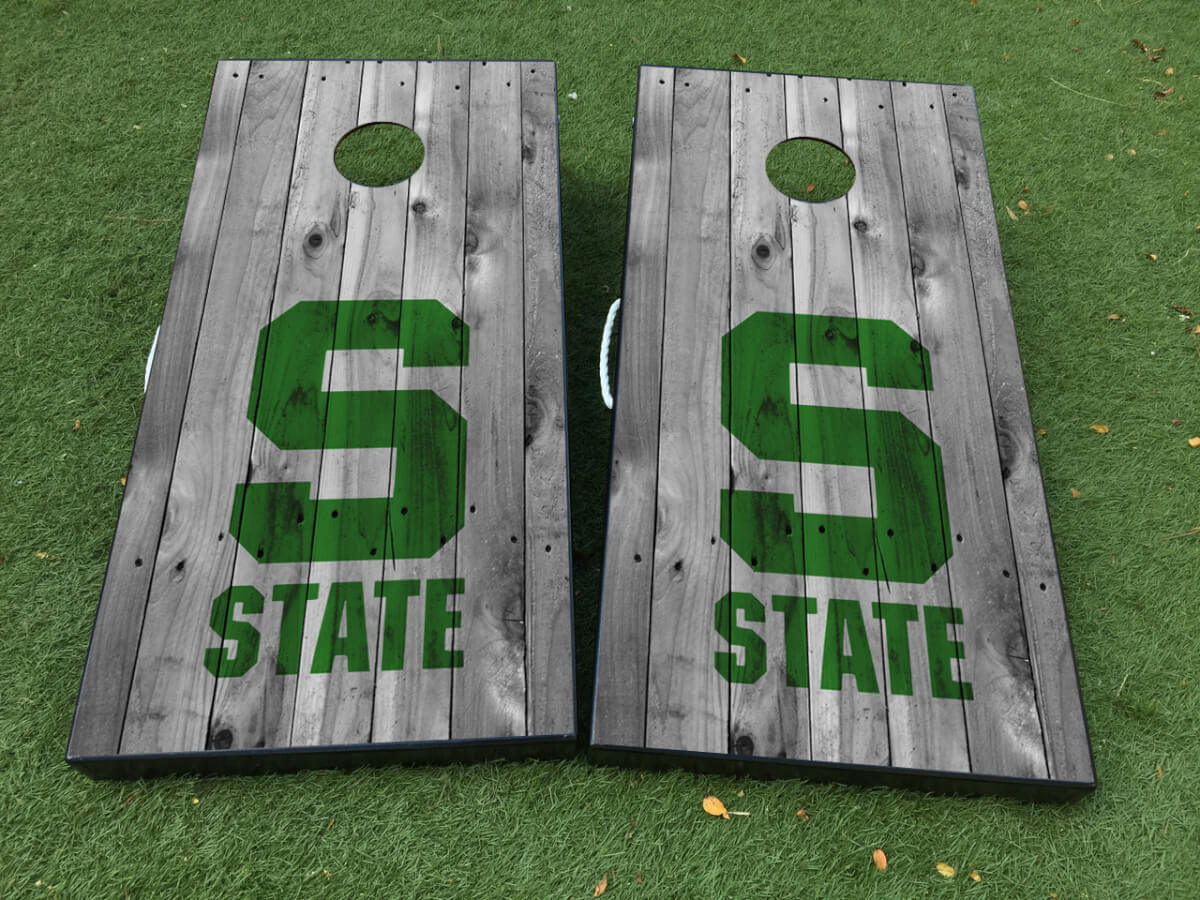 Michigan State S Logo Stil Cornhole-Brett Vinyl-Aufkleber Set