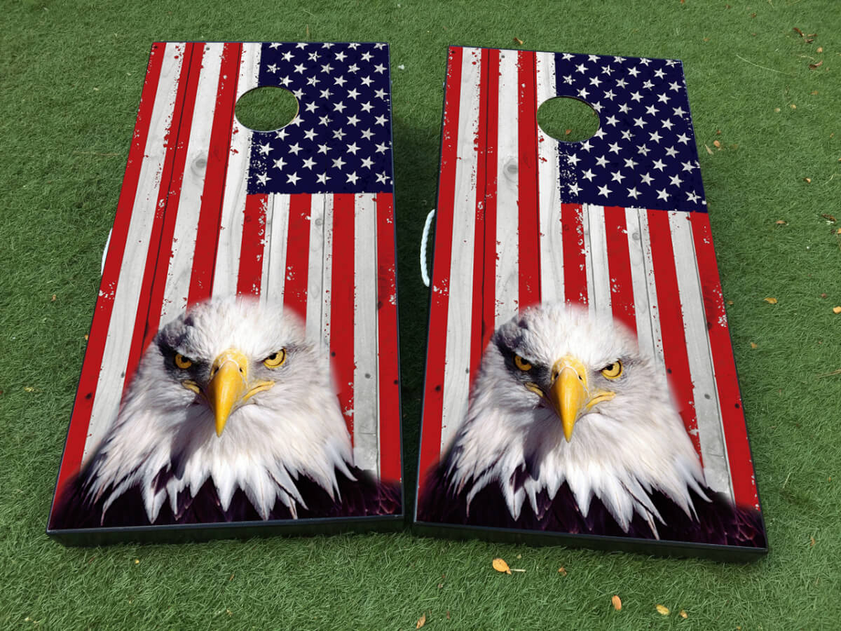 American Eagle USA Flag Cornhole Brettspiel Aufkleber Abziehbild VINYL FOLIEN mit LAMINIERUNG