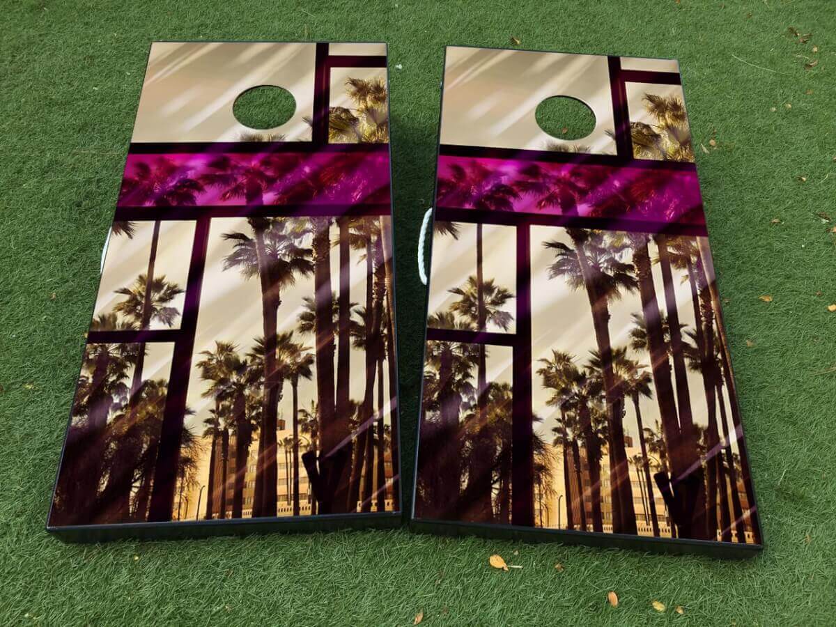 Miami Palm Cornhole Brett Vinyl-Aufkleberset