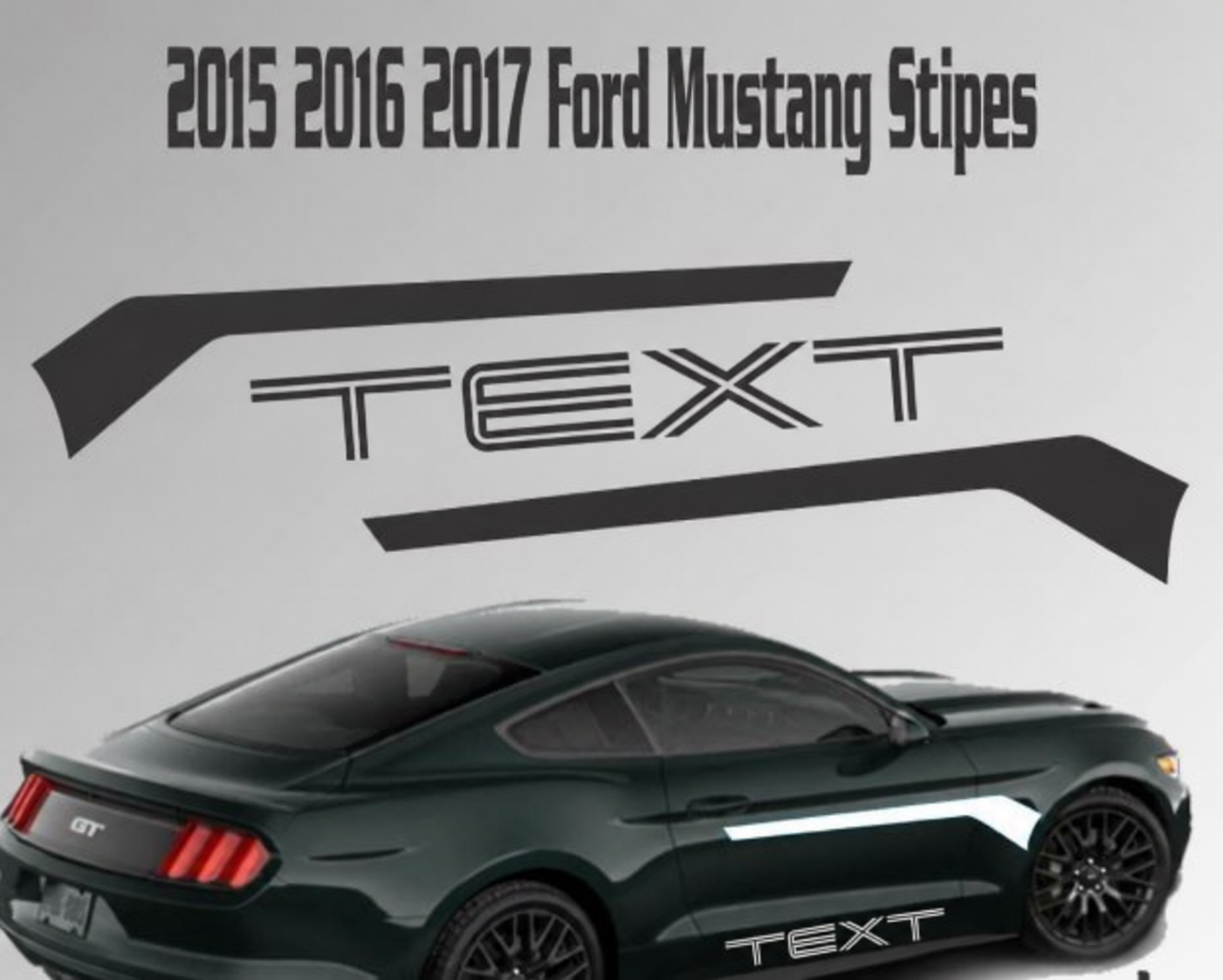 Individuelles Text Racing Stripe Vinylaufkleber GT 5.0 Coyote Kit für Musclecar Musclecarmodell 2015-2017