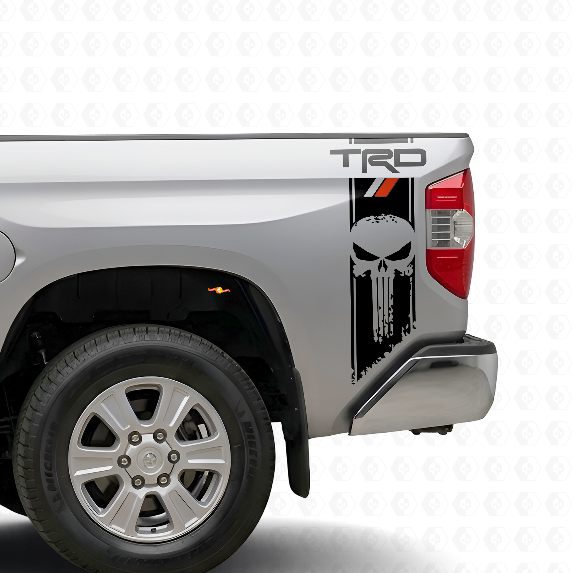 TRD Punisher Schädel Streifen Seitlicher Vinyl-Aufkleber für Toyota Tundra
