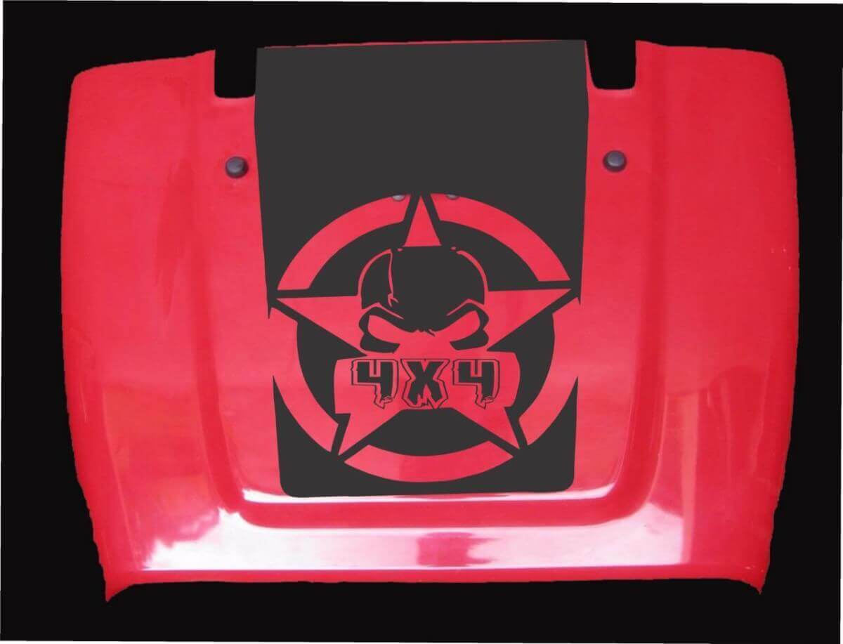 Gasmasken 4x4 Motorhauben-Vinylaufkleber für Jeep Wrangler LJ TJ JK JKU