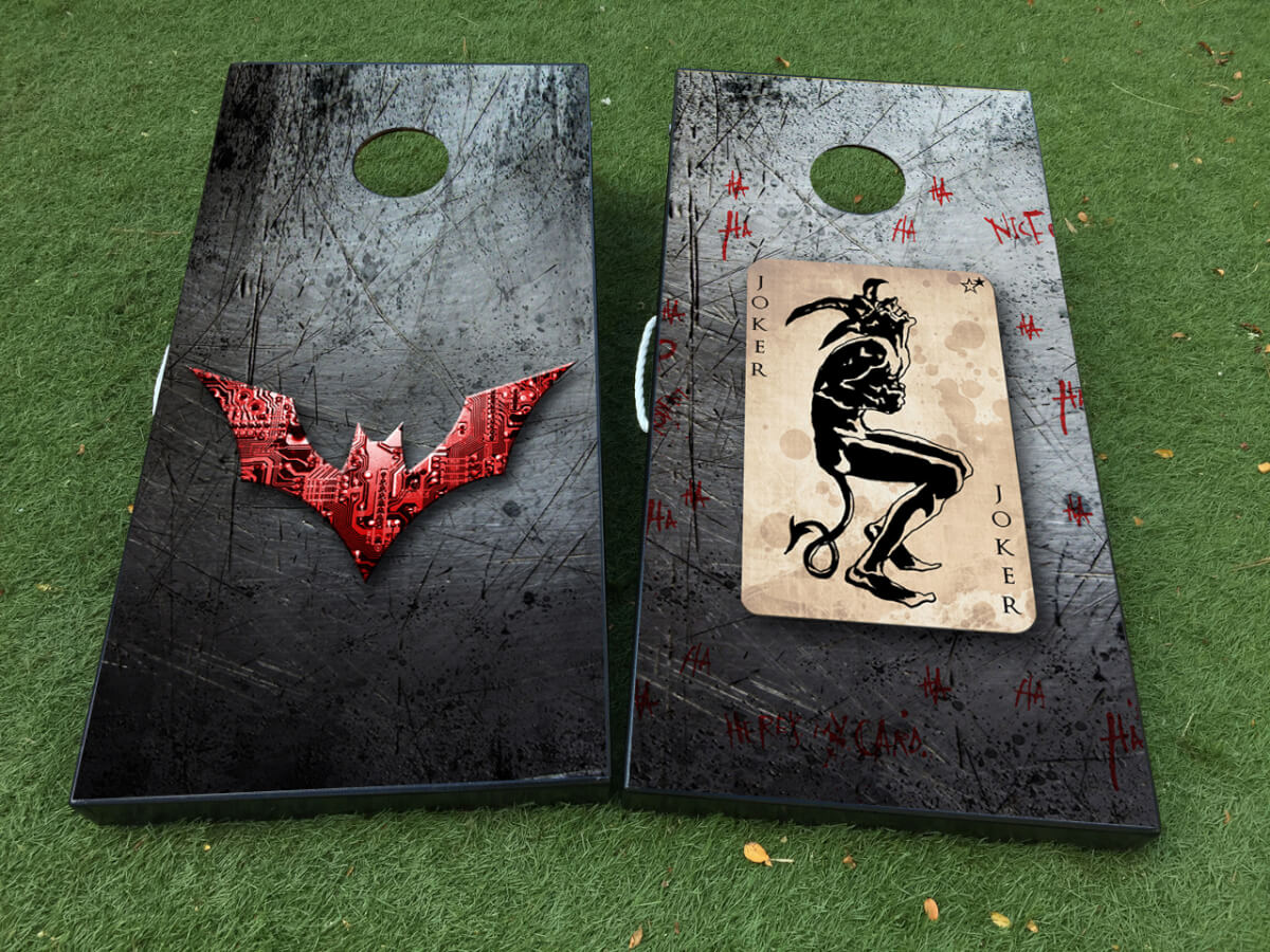 Batman- und Joker-Themen DC Comics Cornhole-Board Vinyl-Folienaufkleber-Set