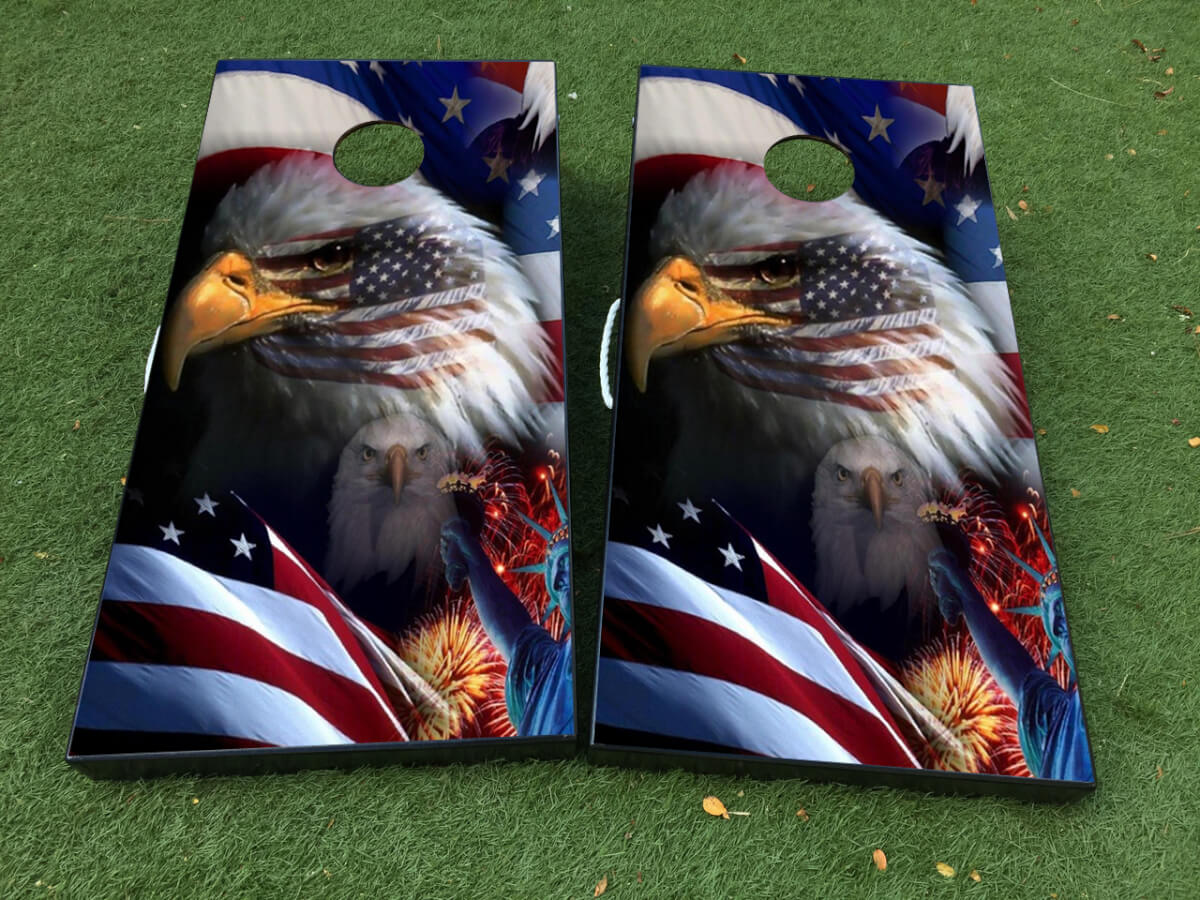 American Flag Eagle Cornhole Board Vinyl Wrap Aufkleber Set