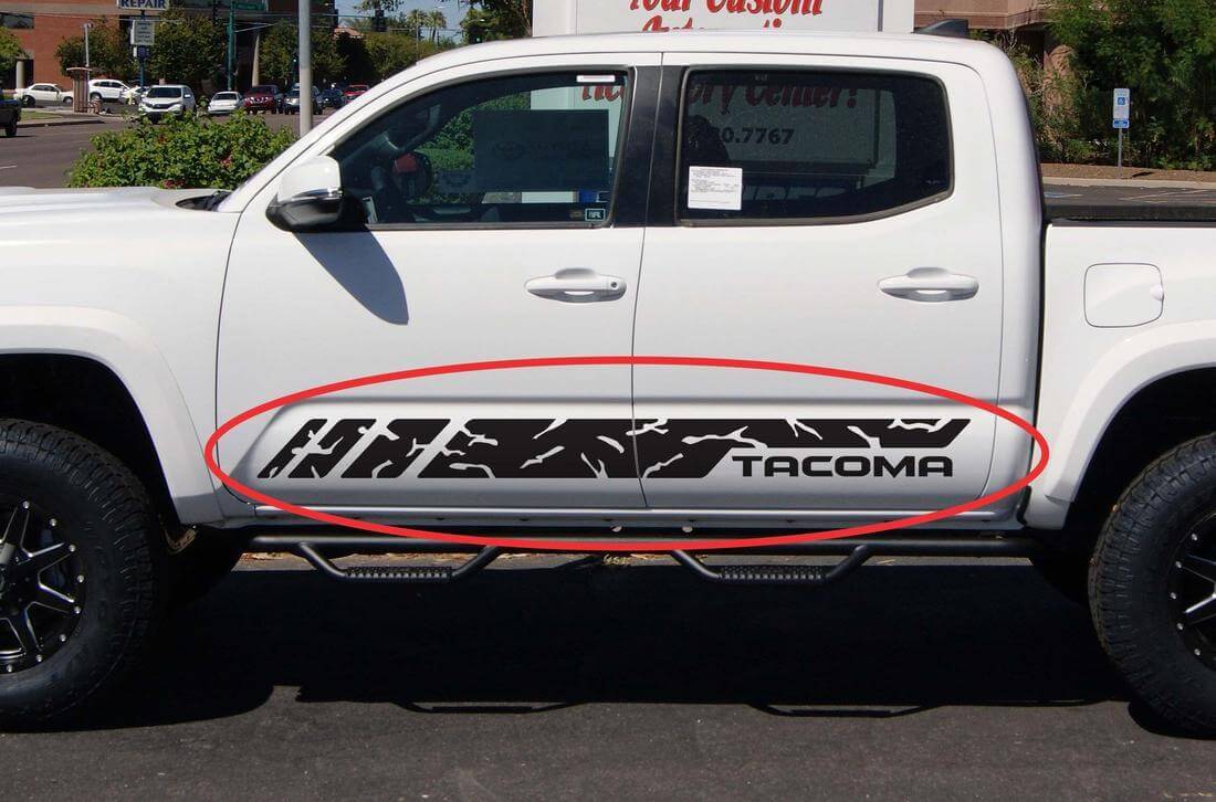 Grunge-Stil Streifen Seitentür Vinyl-Aufkleber für Toyota Tacoma 2004-2017