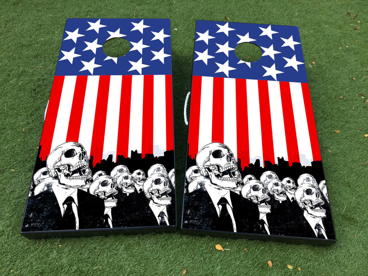 American Flag Zombie Cornhole Board Vinyl Aufkleber Set