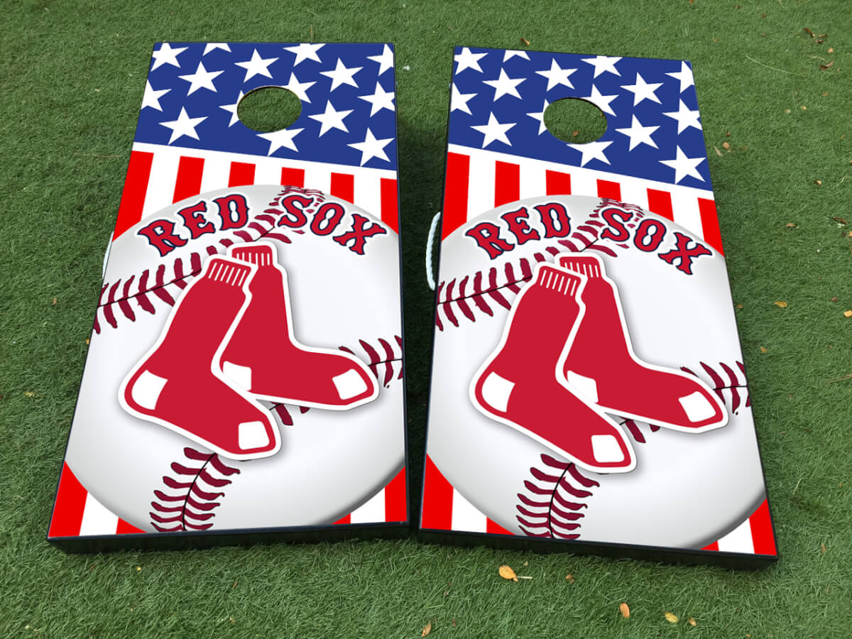 Boston Red Sox Baseball Cornhole Board Vinylaufkleber Set