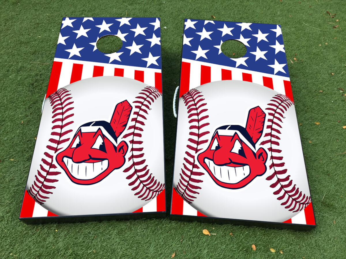 Cleveland Indians Baseball Cornhole Board Vinyl Wrap Aufkleberset