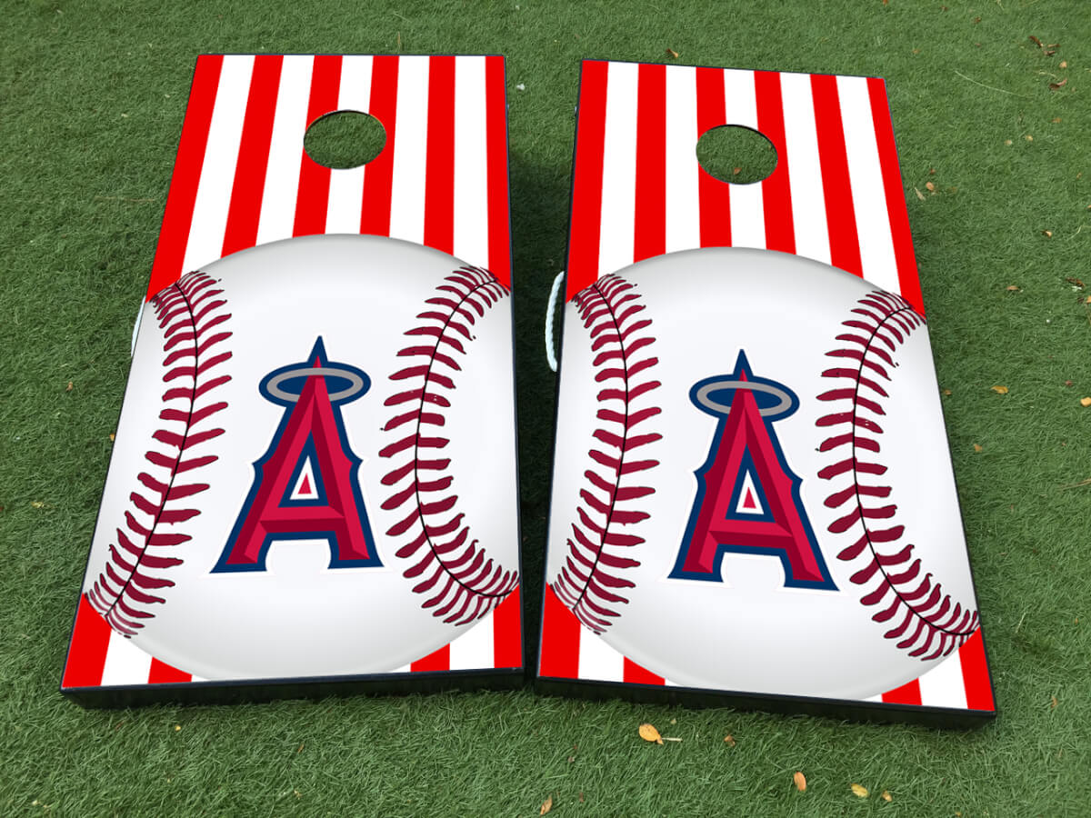Los Angeles Angels Baseball Cornhole Brettspiel Streifen Aufkleber Dekal VINYLFOLIEN mit LAMINIERUNG