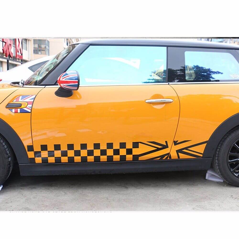 Karierter Seitenschweller Racing-Streifen Aufkleber für MINI Cooper F56