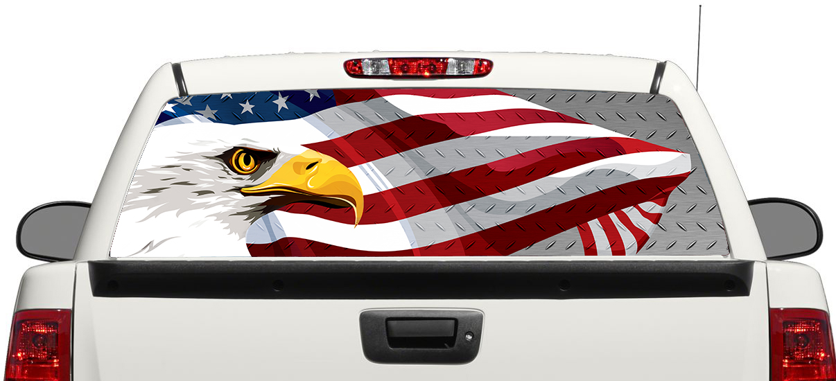 American Eagle USA Flagge Stahl Heckscheibenaufkleber Aufkleber Pick-up SUV SUV Auto 3