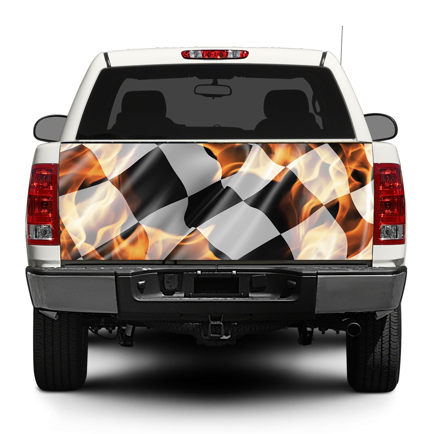 Karierte Flagge in Flammen Heckklappe Aufkleber Aufkleber Wrap Pick-up SUV SUV Auto