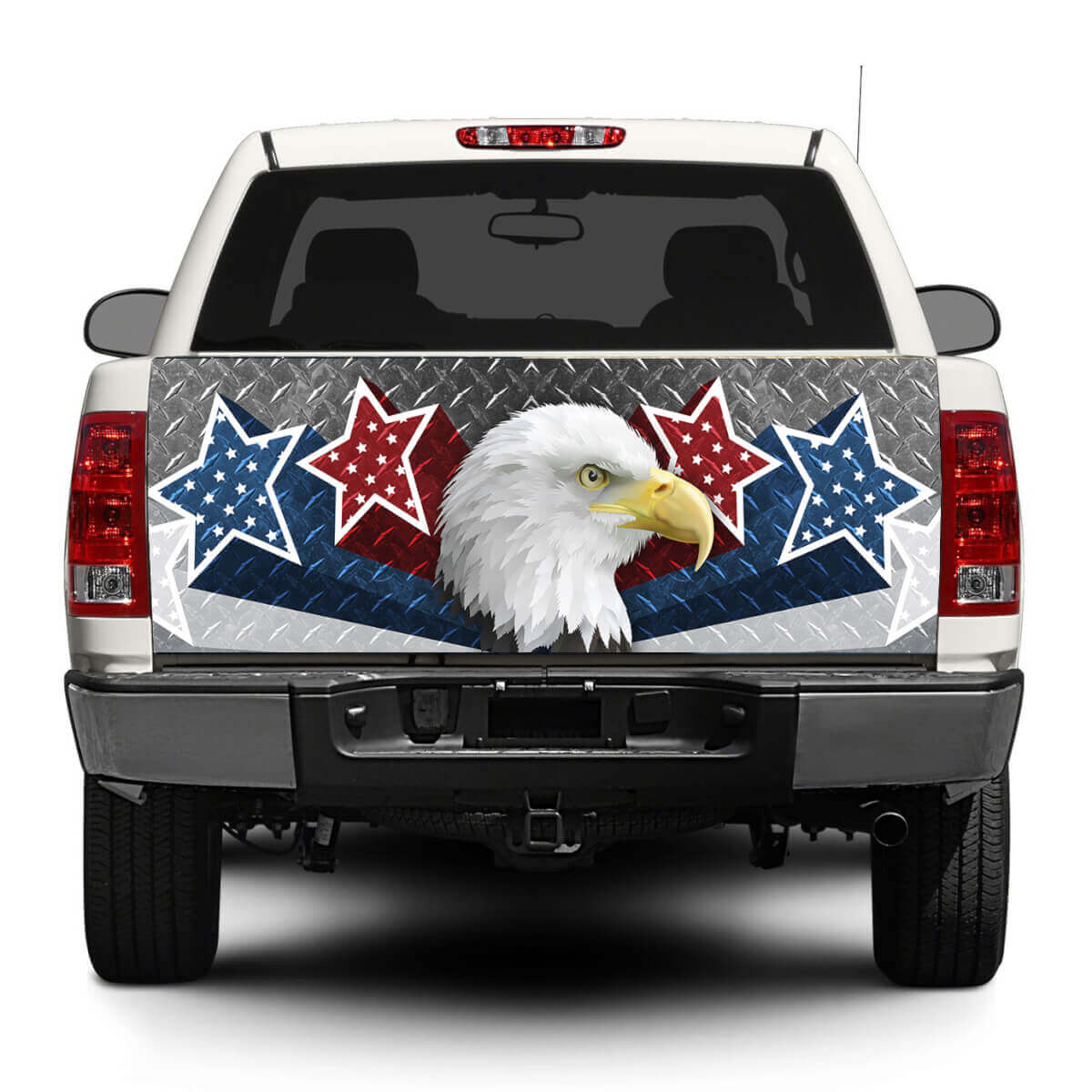 American Eagle USA Sterne Rautenmuster Ladeklappen Vinylaufkleber für Pickup-Trucks und SUVs