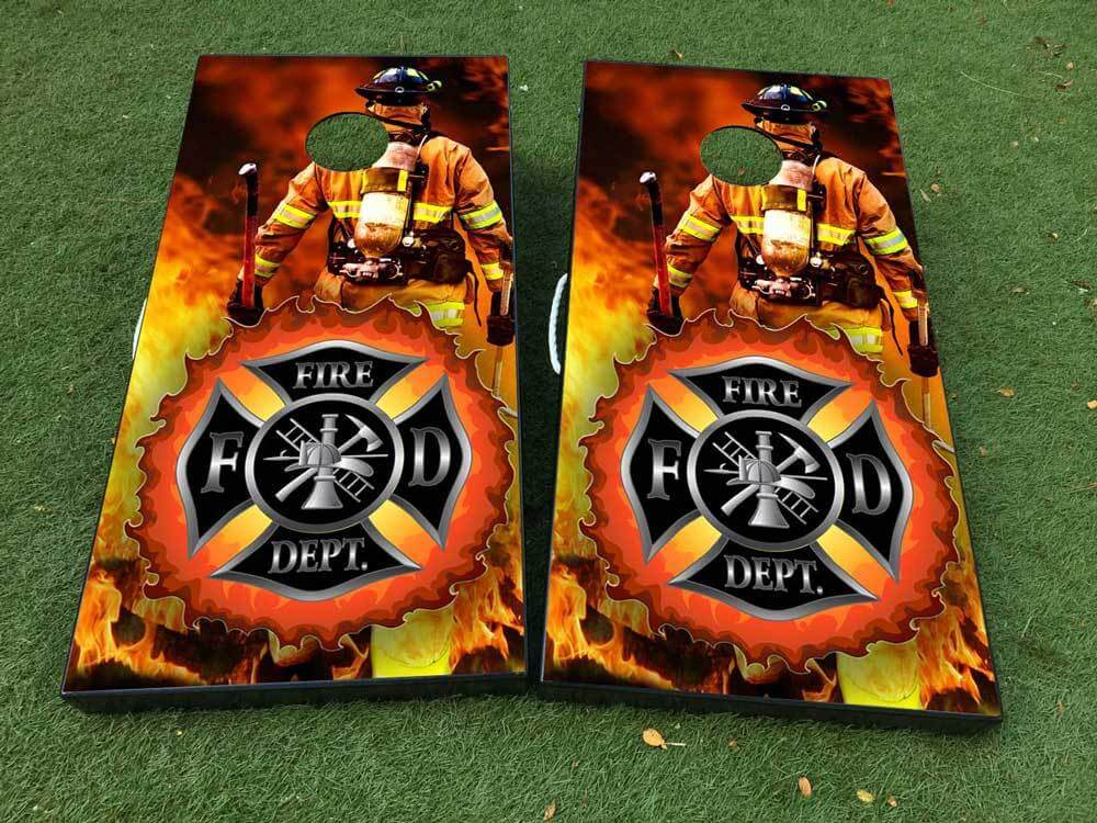 Feuerwehr Feuerwehrmann Cornhole-Brett Vinyl-Folien-Set